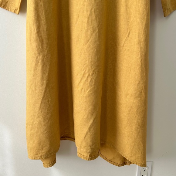 Golden Yellow Linen Midi Dress - Picture 3 of 16